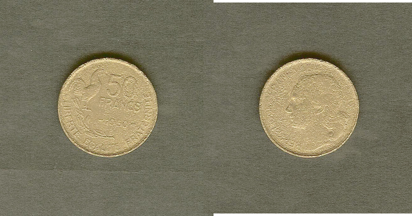 50 francs Guiraud 1950  ttb+ mais corrodait  monnaie rare